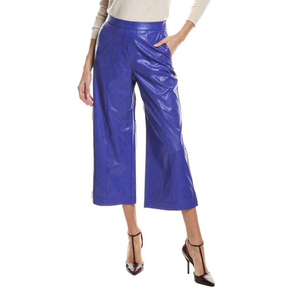 Tyler Böe Womens Payton Vegan Leather Crop Pant, Blue